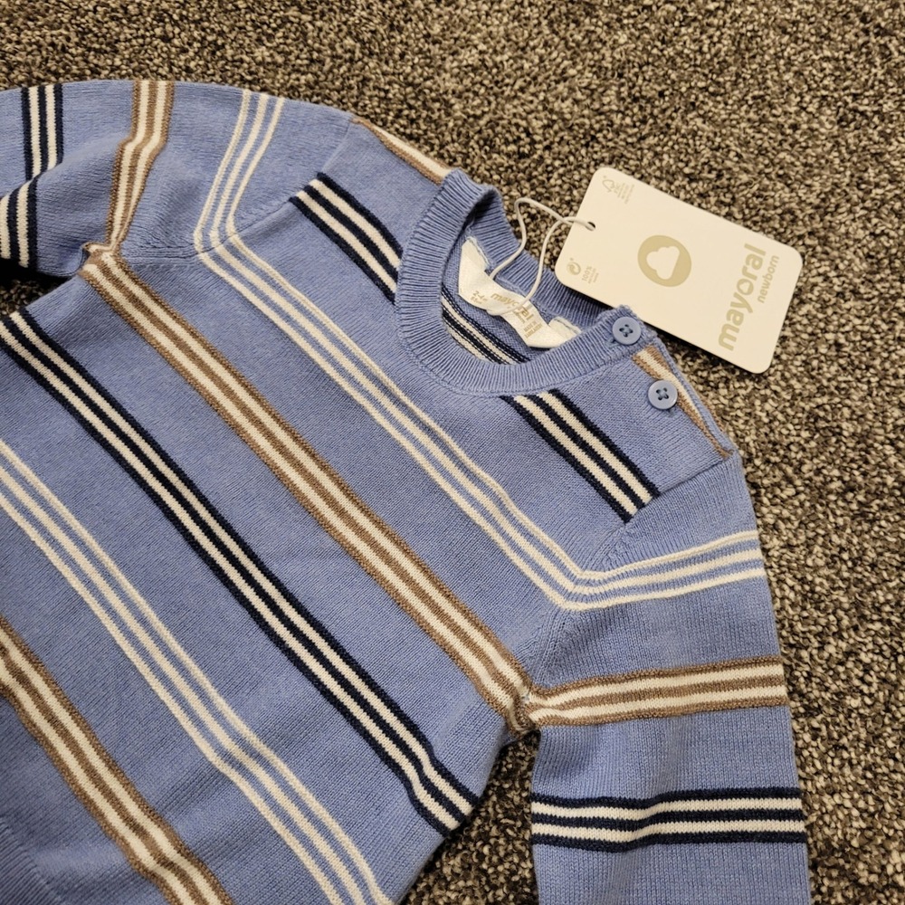 Mayoral Boys Blue Striped Sweater 2-4months 65cm